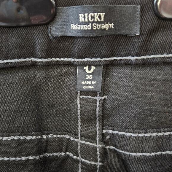 True Religion Men's Black Jeans Ricky Relaxed Straight Size 36x30 - Picture 6 of 10